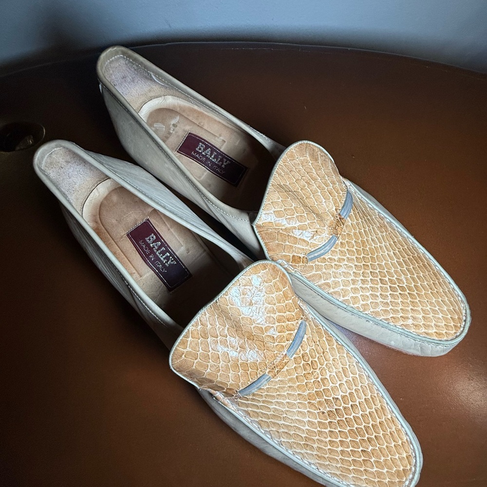Vintage Bally Made In Italy - Men’s Snakeskin Leather Loafers